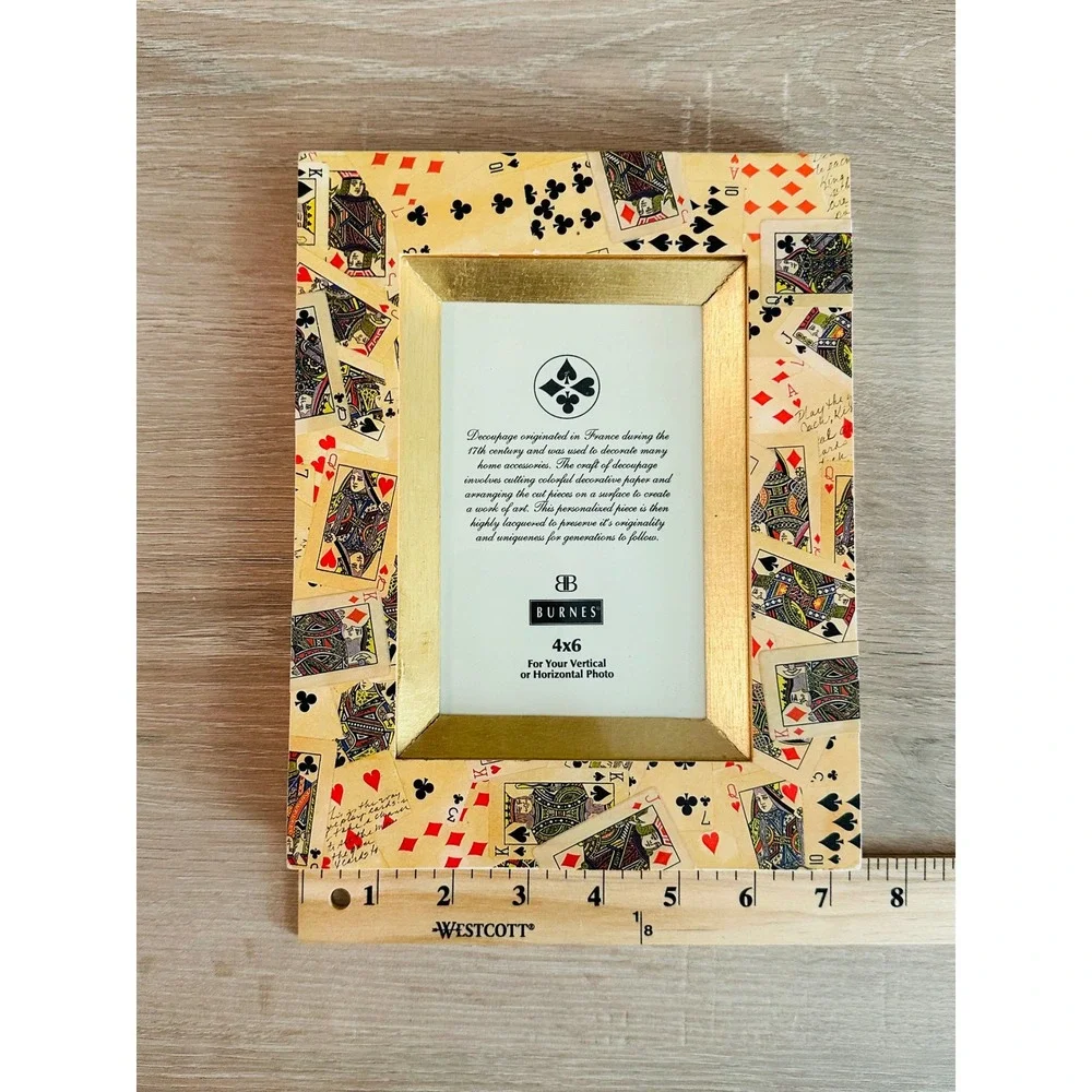 Vintage Burnes Decoupage Playing Card Picture Frame 4x6 Whimsigoth Vegas Core
